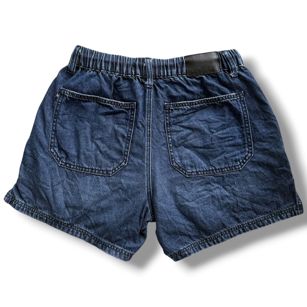 Judy Blue Women S Dark Wash Denim Drawstring Elastic Waist Baggy Shorts JB150353